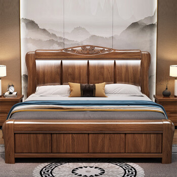 宜眠坊主卧床双人床1.8米2米中式实木床1.5×2米工厂直销