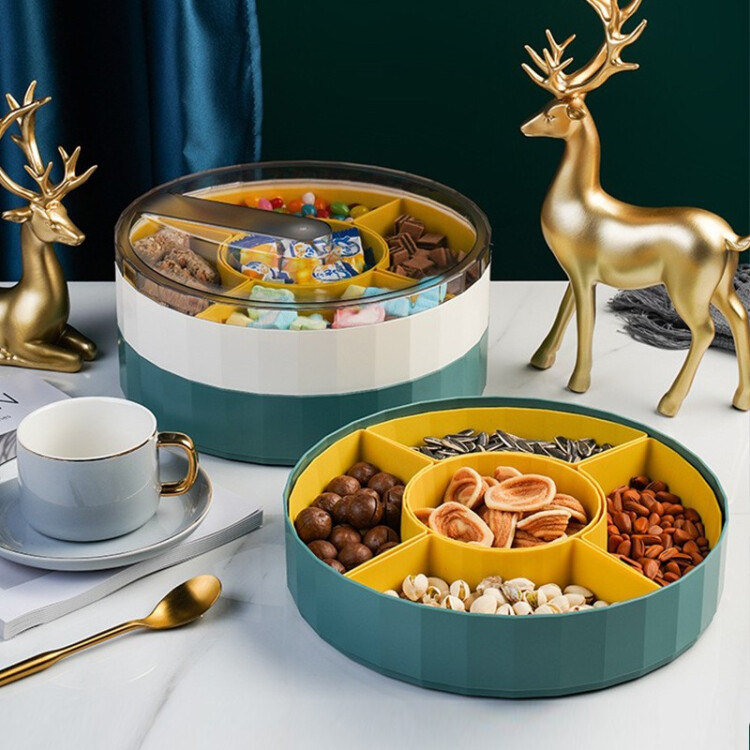 维简（Vilscijon）糖果盒干果盘分格带盖创意家用客厅干果瓜子坚果塑料点心零食拼盘