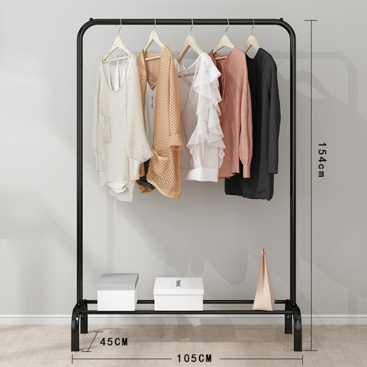 四万公里 衣帽架 简易衣架 落地衣架 卧室客厅挂衣架 阳台户外落地式晾衣架 黑色加宽